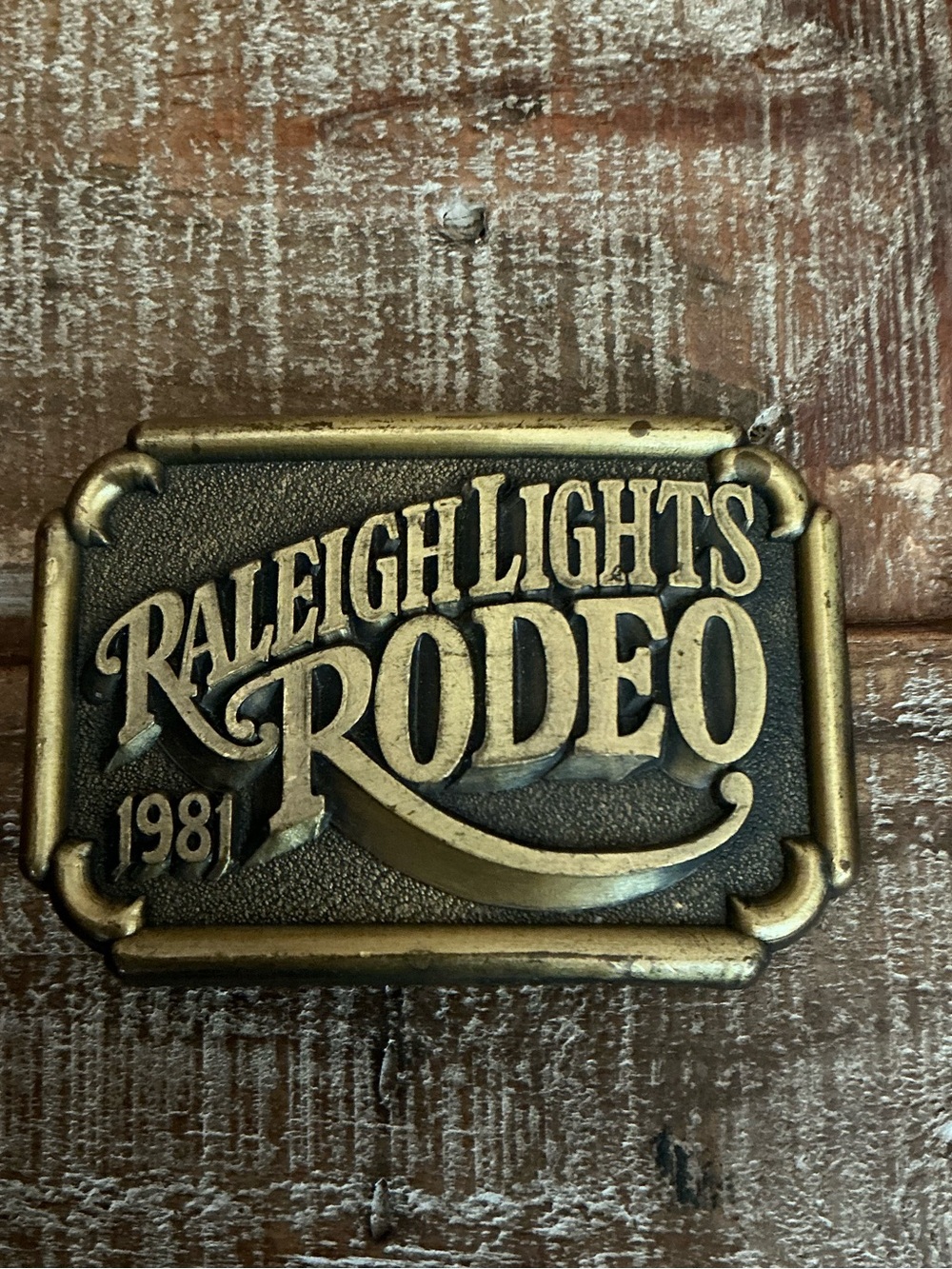 Raleigh Lights Rodeo 1981 Brass Belt Buckle